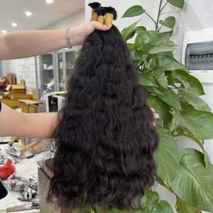 Venta al por mayor de extensiones de cabello camboyanas y vietnamitas de ondas naturales largas y cutículas alineadas All Virgin Raw Bulk Grade 100g Bundle - Product Image 4