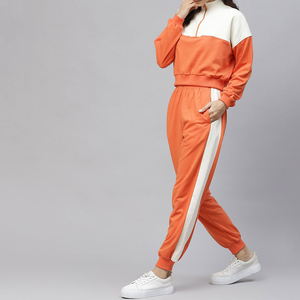 Pull vibrant bicolore à fermeture éclair et ensemble de jogging Colorblock Streetwear décontracté pour femmes à faible taux survêtements pour femmes - Product Image 4