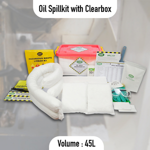 Kit anti-déversement d'hydrocarbures 45 litres avec boîte transparente – Kit de réponse d'urgence absorbant les déversements d'hydrocarbures haute performance - Product Image 2