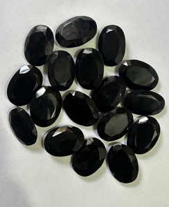หินแก้วสองชั้นสีดำนิลเป็นคู่หินสีดำเจียระไนทั้งสองด้านสำหรับทำเครื่องประดับรูปทรงรีหินแก้วคู่ - Product Image 2