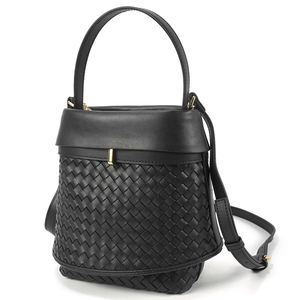 Designer Fashion Brand <b>Hand</b> Woven Black Summer Bucket Bag PU Leather Women's Handbag - Product Image 4