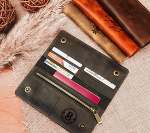 ของขวัญวันแม่ กระเป๋าสตางค์หนังผู้หญิงแบบสั่งทำพิเศษ ของขวัญวันเกิดแม่ กระเป๋าสตางค์ปักชื่อย่อแบบกำหนดเอง ที่ใส่บัตรหนัง - Product Image 4