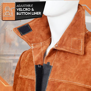 Chaqueta de trabajo de soldadura de cuero de alta calidad de protección industrial precio al por mayor chaquetas de seguridad de soldador ignífugo a prueba de fuego - Product Image 5
