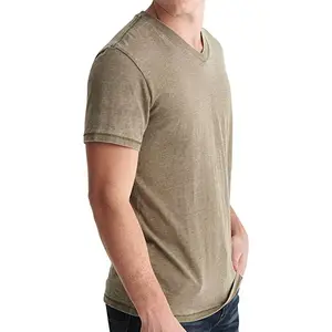 New Solid color Tee Shirt High Quality Custom Brand Mens Venice Burnout V-Neck Tee T Shirt