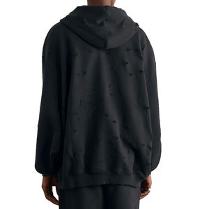 2025 ropa cómoda hombres sudaderas con capucha desgastadas 100% algodón, cremallera completa, adultos de la calle uso hombres básicos algodón mezclado servicio OEM - Product Image 3