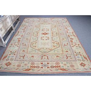 Tapis turc vintage, grand tapis de 6,6 x 9,2 pieds, tapis floral brun orangé - Product Image 3