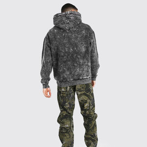 Sudaderas con capucha de lana para hombre de lavado ácido de gran tamaño personalizables, sudadera térmica de algodón de invierno, ropa de calle Puff técnica, tamaño OEM - Product Image 5