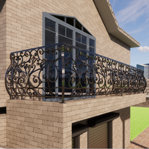 Conception de garde-corps de balcon en fer moderne avec touches artistiques forgées à la main et revêtement extérieur résistant aux intempéries - Product Image 2