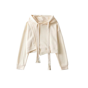 Sudadera con capucha recortada para mujer de nuevo diseño de alta calidad, sudadera recortada de secado rápido transpirable de algodón Original, sudadera recortada con corte lateral liso - Product Image 3