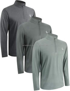 Chemises de sport à séchage rapide pour hommes Chemises de sport actives et athlétiques à manches longues Tops 1/4 Quarter Zip Pullover Shirts - Product Image 4