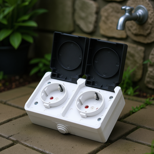 ปลั๊กไฟอัจฉริยะกันน้ำ IP44 ปลั๊กไฟคู่แบบ EU พร้อมฝาปิด - Product Image 3