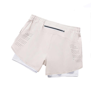 Pantalones cortos deportivos de secado rápido de verano de talla grande para hombre, pantalones de maratón de entrenamiento de tres puntos, estilo informal con patrón sólido informal - Product Image 5