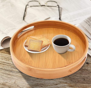 Bandeja redonda de bambú para servir con asas, plato grande de madera para comida para desayuno, aperitivos, bebidas y decoración del hogar de Vietnam - Product Image 4