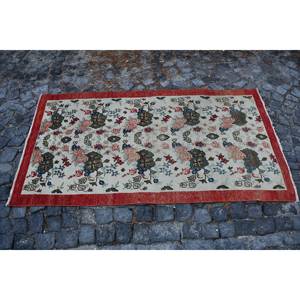 Alfombra clásica de lana blanca y roja de 3,3x6,2 pies, área grande turca, rectángulo, pasillo, patrón abstracto, Alfombra de habitación de látex de felpa de 10mm - Product Image 4
