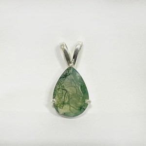 Colgante de Ágata Musgosa Hecho a Mano, Joyería de Plata de Ley con Forma de Pera, Regalo de Piedra Preciosa para Mujer, Elegante y Único - Product Image 1