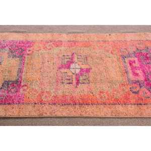 3x10.7 ft Herki Turkish Rug Eco-Friendly Traditional Pink Patchwork Latex Backing Wool Medium Pile <b>Hand</b> <b>Wash</b> - Product Image 4