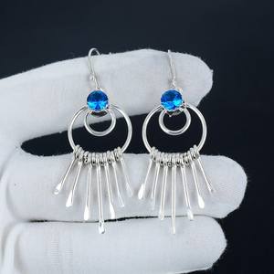 Pendientes de Plata de Ley 925 con Topacio Azul Londres, Joyería Hecha a Mano, Diseño Único, Regalo Perfecto para Mujer - Product Image 5