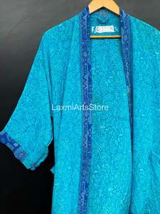 Robe Kimono en Soie Crêpe Faite Main de Luxe pour Femme, Douce et Fluide, Style Bohème, Cache-Maillot de Plage Printemps-Été-Automne, Taille Élastique - Product Image 3