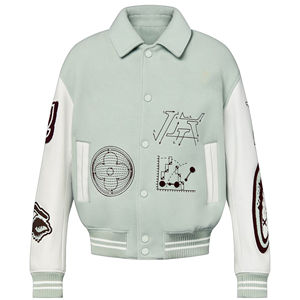 Logo personnalisé OEM et ODM Vestes Letterman de baseball en laine brodée de chenille Veste universitaire pour hommes à manches en cuir vierge vintage - Product Image 1