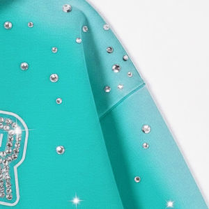 Sweat à capuche d'hiver surdimensionné 100% coton pour hommes avec fermeture à glissière strass lavé motif solide impression personnalisée - Product Image 5