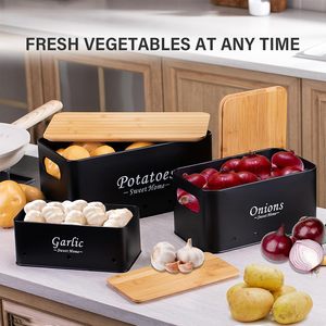 Potato <b>Storage</b> Box Set of 3, <b>Kitchen</b> <b>Storage</b> <b>for</b> Onion, Potatoes, Garlic <b>Storage</b>, <b>Kitchen</b> <b>Storage</b> Box with Ventilation Holes - Product Image 6