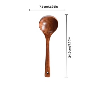 Cuillère de service en bois d'acacia avec manche / Cuillère de cuisine en bois naturel Cuillères de cuisine décoratives - Product Image 1