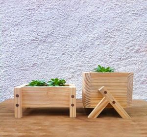 Artisanat pot de fleurs en bois souhaitant bien jardinière arrière-cour décor de jardin créatif jardinières en bois écorce pots de fleurs jardin - Product Image 5