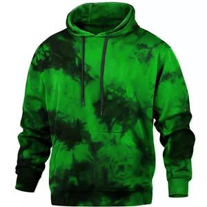 Sweat à capuche pour homme, vert tie-dye, streetwear décontracté, pull-over, polaire chaud, manches longues, imprimé élégant, sweat à capuche d'hiver - Product Image 1