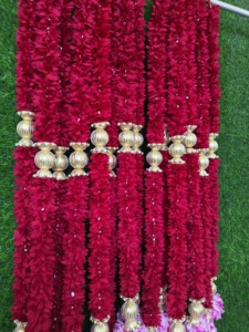 Rosa tela jazmín cadena Eid flor guirnalda evento Sur indio boda Floral decoración nupcial ducha Diwali Holi decoración del hogar - Product Image 6