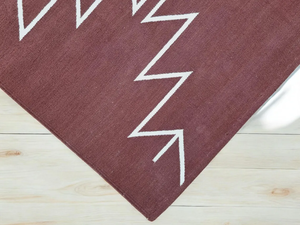 Alfombra Kilim marroquí hecha a mano de algodón con mechones, diseño del sudoeste granate para el hogar, lavable, entrada, pasillo, escalera, decoración - Product Image 5