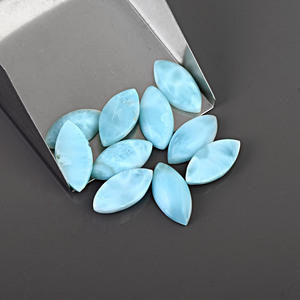 Pierre précieuse Larimar naturelle en vrac, taille marquise cabochon, calibrée, pour la fabrication de bijoux fins, vente en gros - Product Image 1