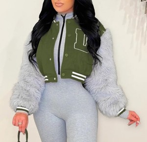 OEM veste universitaire élégante à logo 3D personnalisée vestes Letterman coupe-vent pour femmes vestes universitaires bouffantes tendances vente en gros - Product Image 1