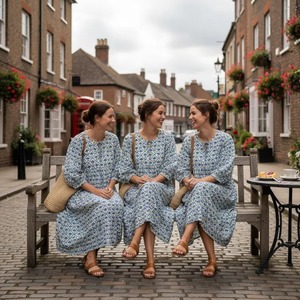 Vestido Midi Bohemio de Algodón con Estampado Floral a Mano para Niñas y Mujeres, Mayorista del Fabricante, Regalo para Bodas y Festivales - Product Image 1