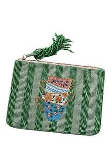 Belle pochette à monnaie brodée à la main en perles jaunes bleues blanches Choix de couleur personnalisable pour l'artisanat de couture au point de croix - Product Image 2