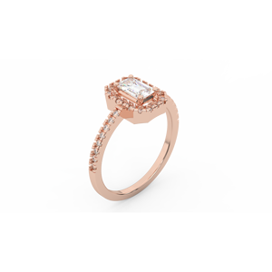 แหวนเพชรคอลเลคชั่น WA28 ทอง 14K น้ำหนัก 0.40-0.50 กะรัต ทรง Emerald Cut ความสะอาดระดับ SI พร้อมดีไซน์ Halo หรูหรา และตัวเลือกทองหลายเฉดสี - Product Image 1