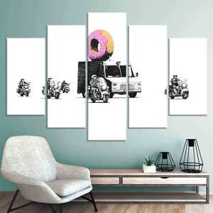 Lienzo con Estampado de Grafiti Donut Protect: Decoración Vibrante para Pared con Arte de Autos, Juego de 5 Lienzos Variados - Product Image 1