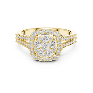 Bague en or jaune 14 carats avec diamant de laboratoire pour femme |   Fiançailles et mariage |   Vêtements de tous les jours |   Plaqué or - Product Image 1