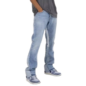 Men's High Street Flare <b>Pants</b> Mid Hip Hop Denim All New Autumn Collection Breathable Quick Dry Light-Colored Print Softener - Product Image 2