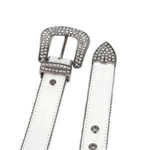 Bracelet Blanc Strass Avec Ceinture Cloutée En Cristal - Product Image 1