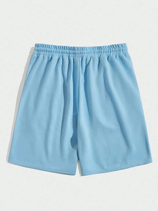 กางเกงขาสั้นชายหาดของผู้ชายสีฟ้าสำหรับฤดูร้อนของผู้ชายกางเกงขาสั้นผ้าฝ้าย100% แห้งเร็วระบายอากาศพิมพ์ลายธรรมดา - Product Image 2