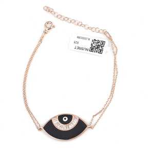 925 Sterling Silver Eye Design <b>Bracelet</b> Elegant Black Gift Idea - Product Image 2