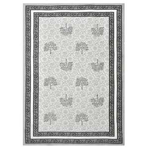 Mantel de seis plazas con estampado de bloque de mano de Rajasthani de algodón puro árbol gris - Product Image 6