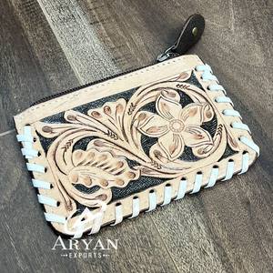 Nuevos monederos de cambio de moneda de cuero de piel marrón hechos a mano reales pelo en cuero pequeño rectángulo forma moneda tarjeta cremallera casos - Product Image 1