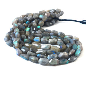 Perles de Labradorite Naturelle Facettées Roulées 8x11mm à 15x20mm, Perles de Pierre Précieuse Labradorite, Fil de 16 Pouces, Fournitures pour la Fabrication de Bijoux - Product Image 3