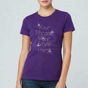 Camiseta de Verano con Logotipo Personalizado, Nombre con Pedrería, Tela Suave, Elegante, Transpirable y Ecológica para Mujer - Product Image 3