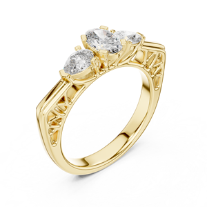 Anillo de Diamante Cultivado en Laboratorio de Corte Ovalado de Lujo de 0.50ct y Corte Pera de 0.25ct para Mujer, Oro de 10K/14K/18K/Plata, Chapado, Certificado IGI, Regalo de Aniversario para Ella - Product Image 6