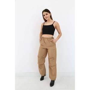 Pantalon parachute élastique camel - Camel - Product Image 1