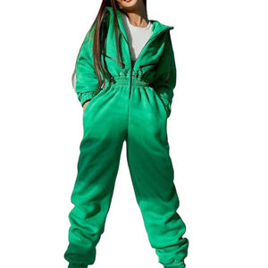 Conjunto Deportivo de Dos Piezas para Mujer, Invierno 2025, con Cremallera, Ecológico, Estilo Holgado, Ropa Deportiva Urbana, Estilo Sólido y Moderno - Product Image 2