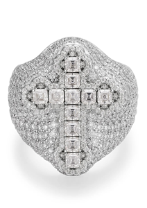 Men's Rhodium-Plated Prong-<b>Set</b> Princess Cut Moissanite and S925 Sterling <b>Silver</b> <b>Ring</b> Hip-Hop Style - Product Image 2