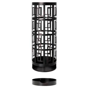 Support de parapluie cylindrique noir élégant avec conception de découpe au laser enduit de poudre élégant articles d'organisateur de décoration d'intérieur pour la maison - Product Image 1